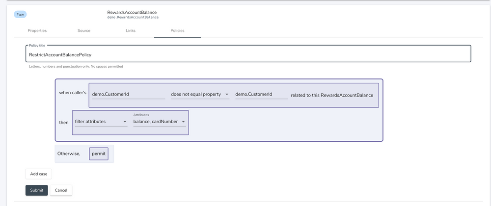 Creating a policy in Vyne UI